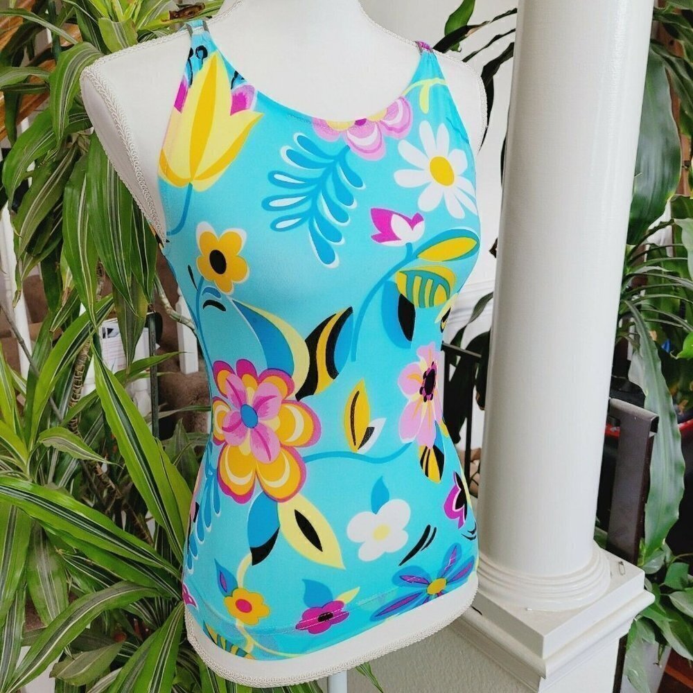 Vintage My Paris Retro Floral Tank Top France Med - Picture 2 of 11